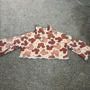 Mickey Pumpkin Patterned ribbed lightweight Turtleneck crop Top 2t